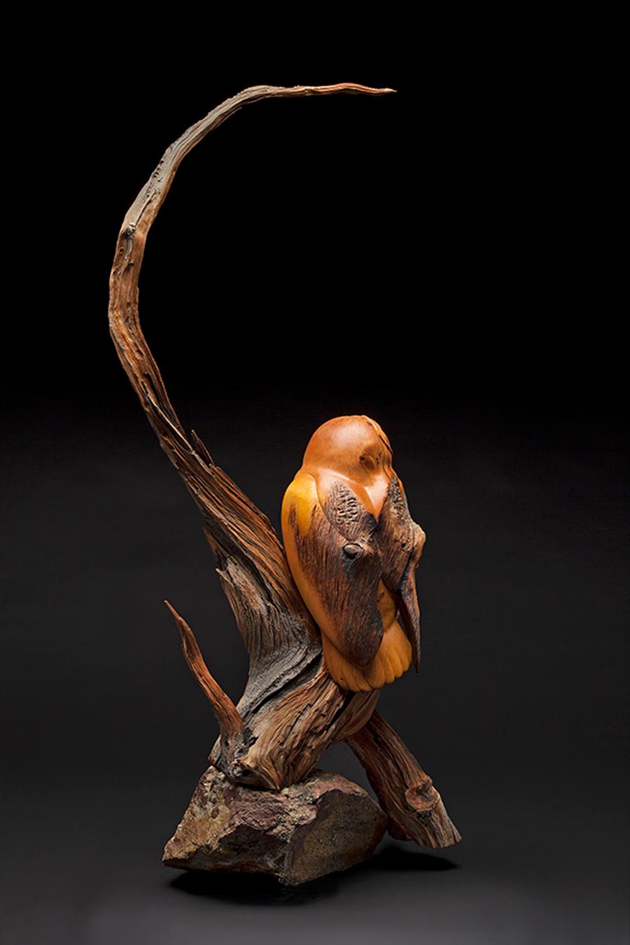Half Moon Hunter Owl Victoria Parsons Bristlecone Pine Sculpture Wood