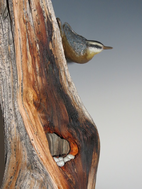 Birds in Nature with a Nest in Tree by Victoria Parsons Sculpture